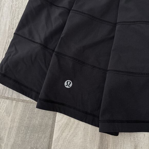 Lululemon Skirt Womens Sz 8 Black Pace Rival Pleated Back Running Skort Zip - Picture 9 of 11